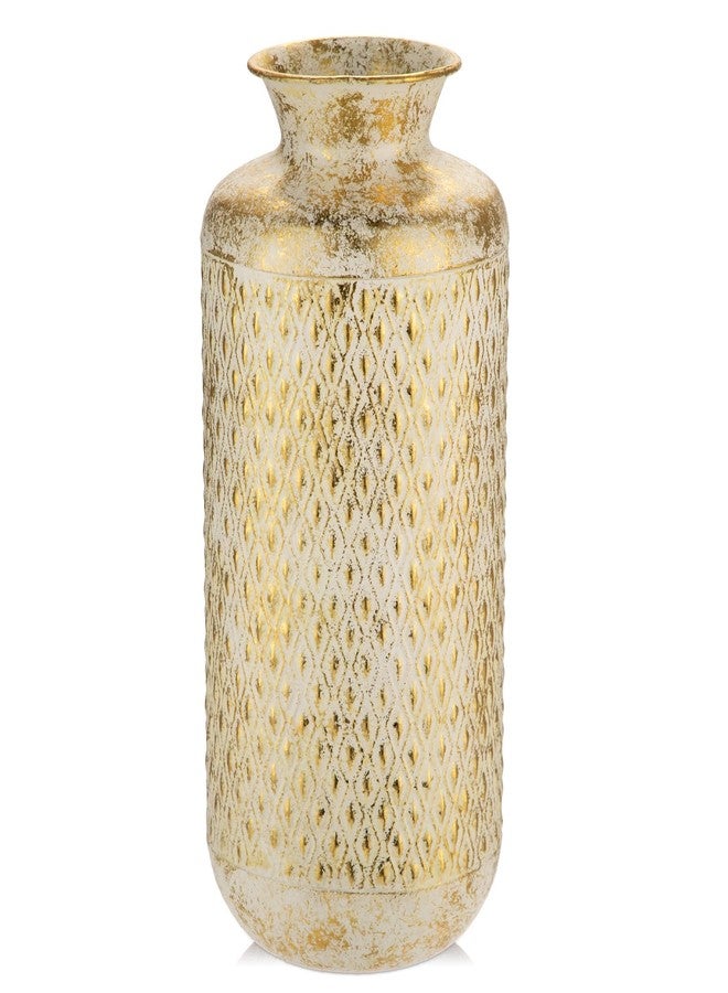 Arborus Flower Vase Rustic Metal Vase, 14" Gold Vintage Pattern Vase for Farmhouse Home Décor Artificial Flowers and Centerpieces - Image 1